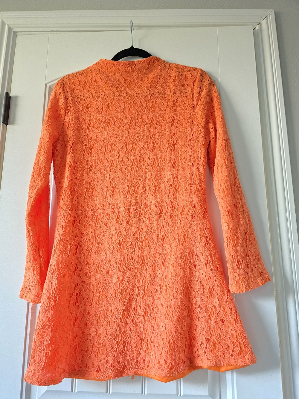Vintage Ceres Orange Lace Mini Dress Button Front 90s Boho Festival Cottagecore - Picture 12 of 12